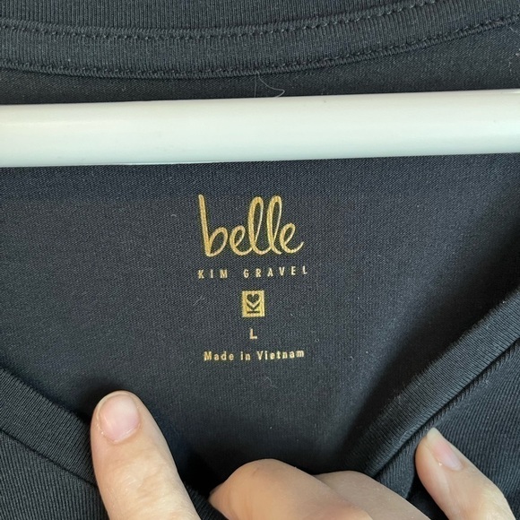 Nwot Belle by Kim Gravel TripleLuxe Knit Twist Sleeve Top BLACK large L - Picture 8 of 13